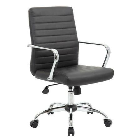 NORSTAR Boss Retro Task Chair with Chrome Fixed Arms, Black B436C-CP